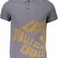 Sleek Gray Cotton Polo with Classic Print