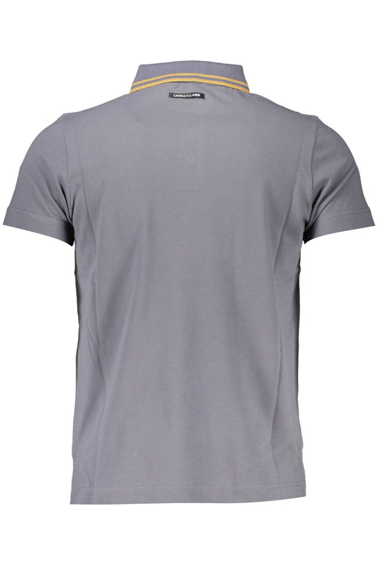 Elegant Gray Cotton Polo with Embroidery