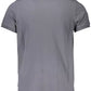 Sleek Gray Cotton Polo with Classic Print