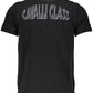 Elegant Black Cotton Polo with Signature Applique