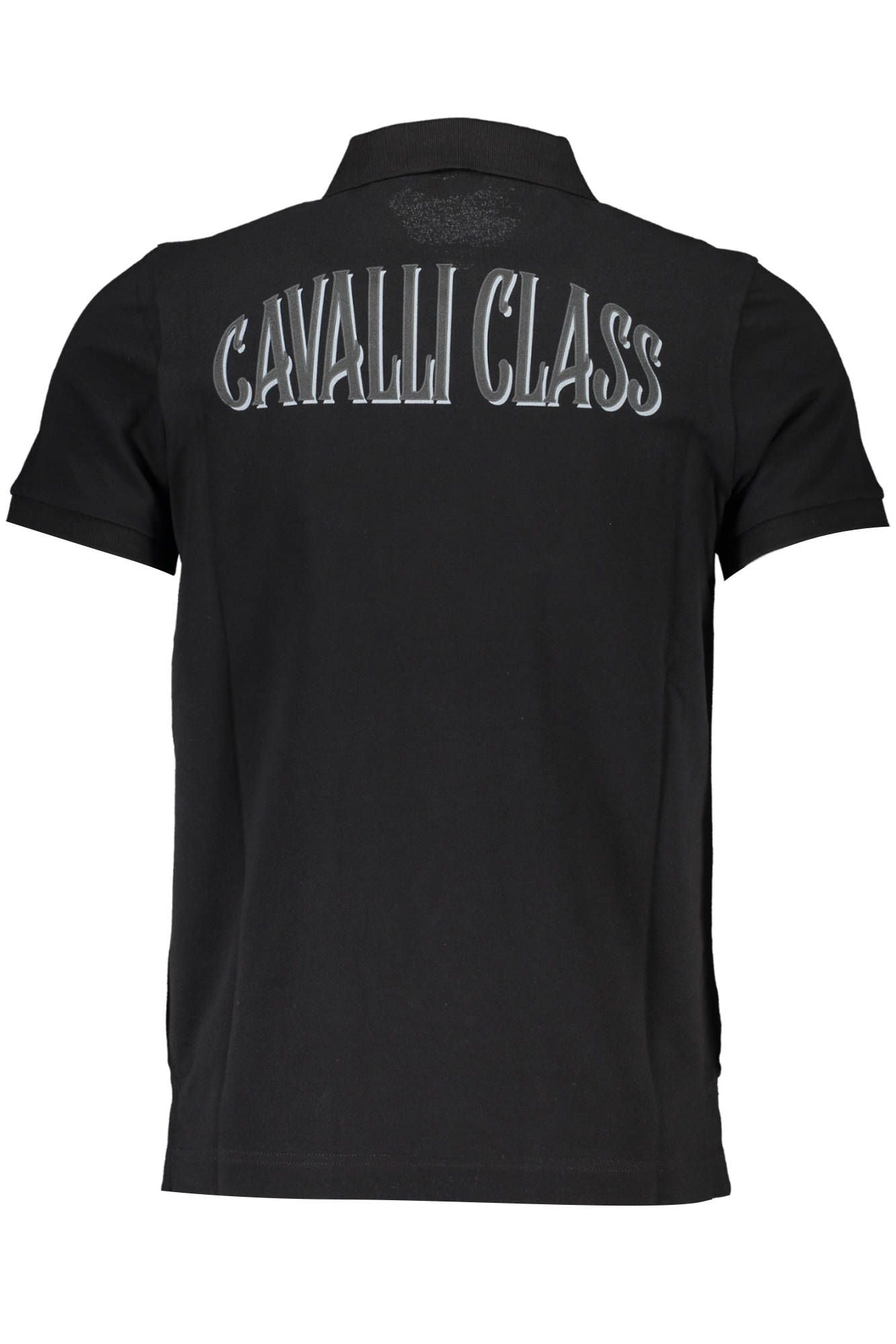 Sleek Black Cotton Polo with Chic Detailing