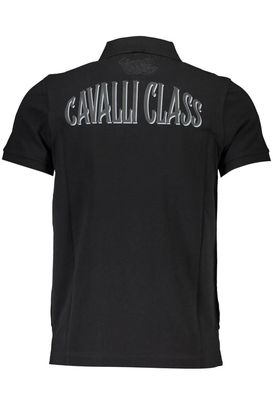 Sleek Black Cotton Polo with Chic Detailing