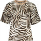 Beige Printed Cotton Tee with Chic Elegance