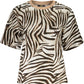 Elegant Beige Printed Tee with Short Sleeves