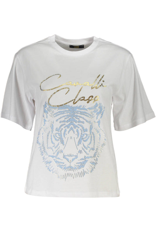 Chic White Printed Tee with Timeless Elegance