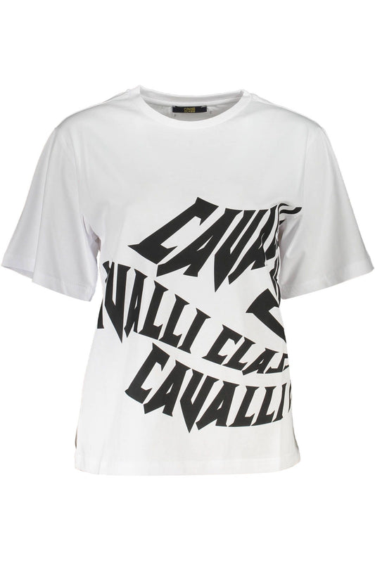 Chic White Printed Tee with Classic Elegance