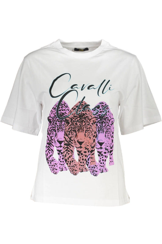 Chic Slim Fit White Tee with Signature Print
