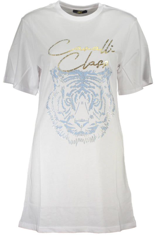 Elegant White Printed Cotton Tee