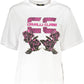 Chic White Printed Cotton Tee with Designer Flair