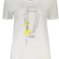 Chic White Cotton Tee with Iconic Print