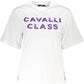 Elegant White Cotton Tee with Designer Print