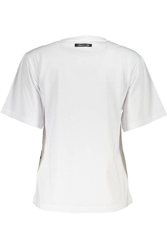 Chic White Printed Tee with Classic Elegance