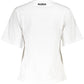 Elegant White Cotton Tee with Designer Print