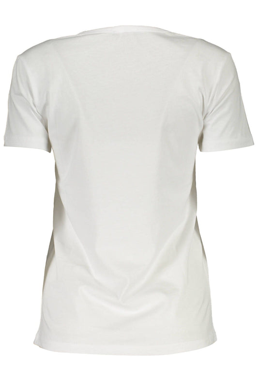 Chic White Cotton Tee with Iconic Print