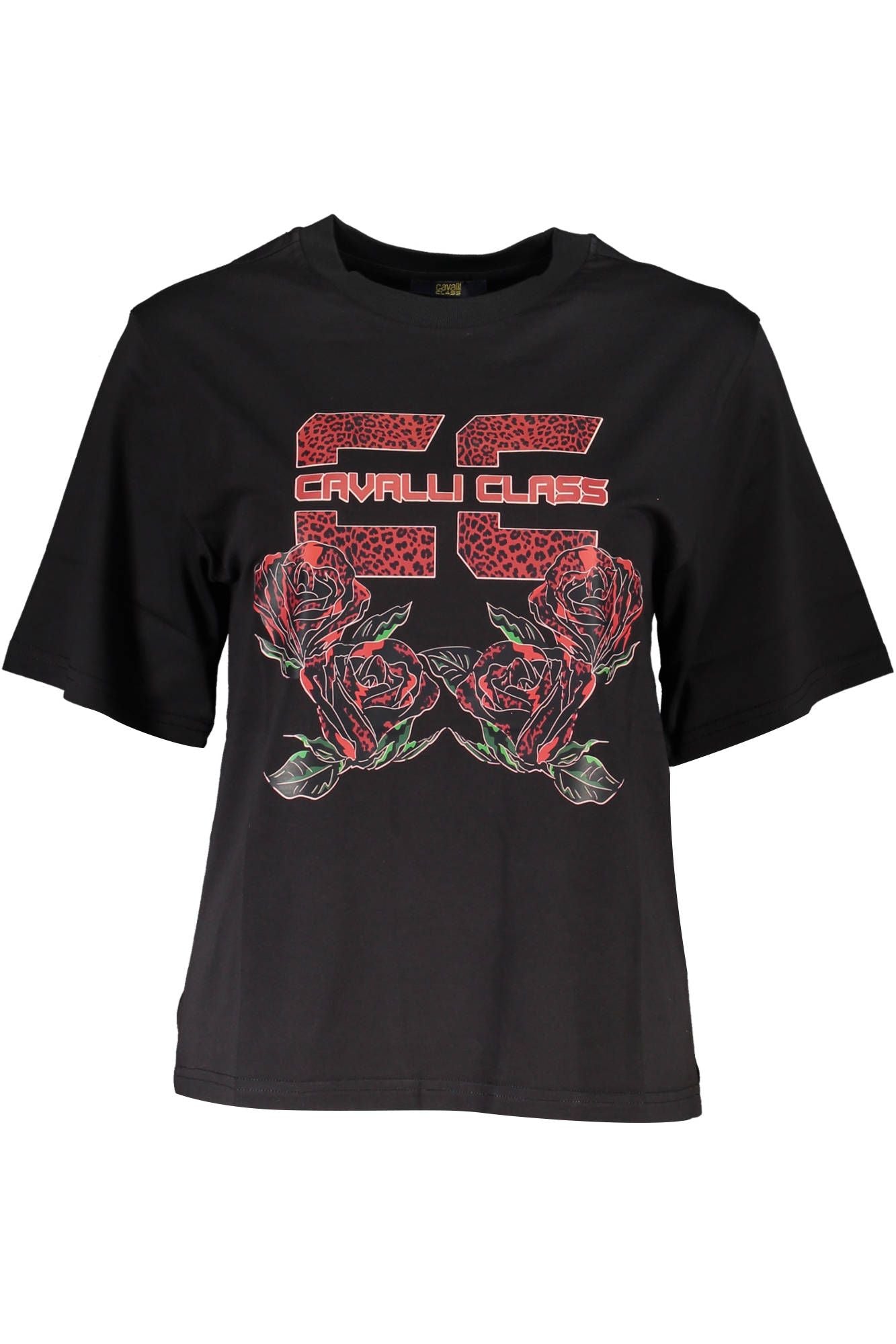 Chic Black Printed Cotton Tee with Logo Detail
