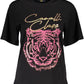 Elegant Black Cotton Tee with Signature Print