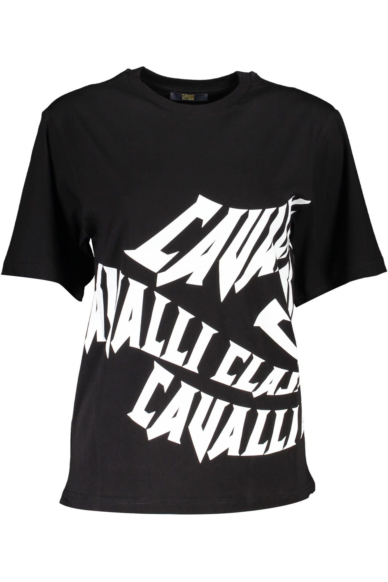 Elegant Print Logo Tee with Round Neckline
