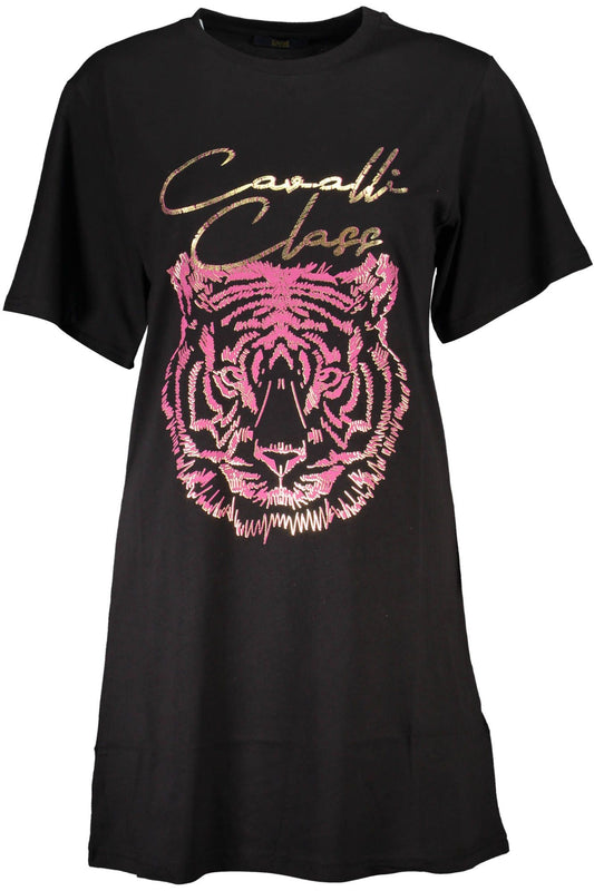 Elegant Black Printed Tee with Logo Detailing
