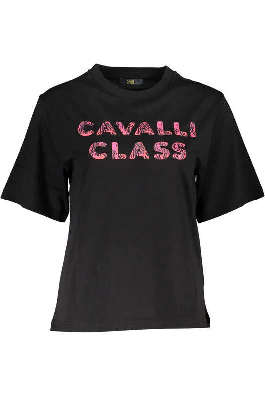 Elegant Black Cotton Tee with Signature Print
