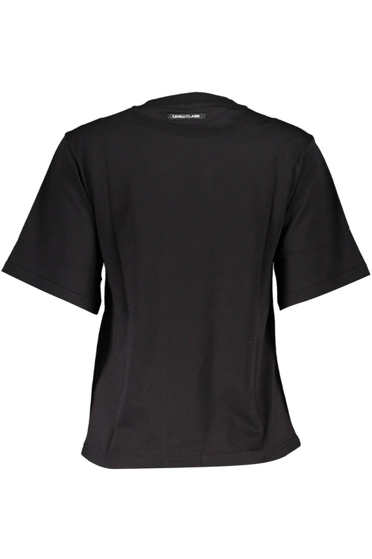 Chic Black Printed Cotton Tee with Logo Detail