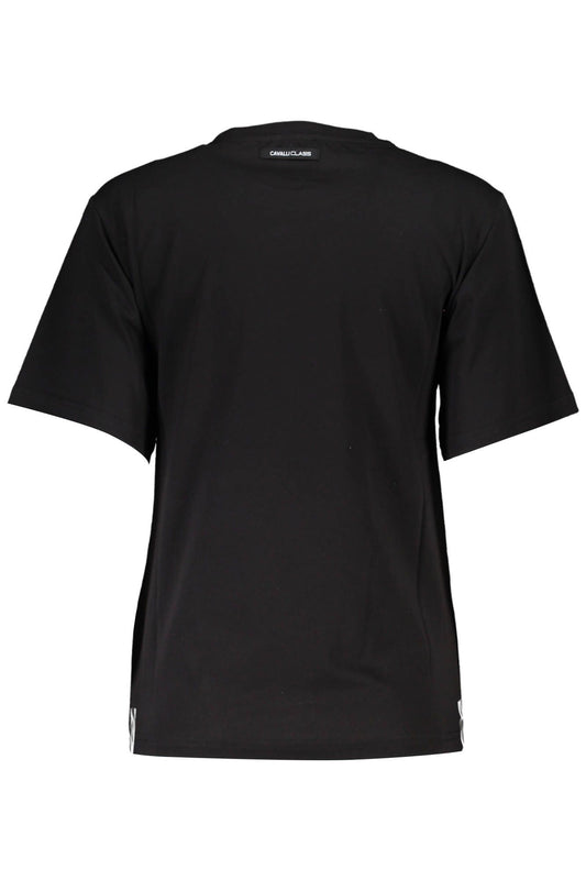 Elegant Black Cotton Tee with Signature Print
