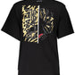 Sleek Black Cotton Tee with Iconic Print