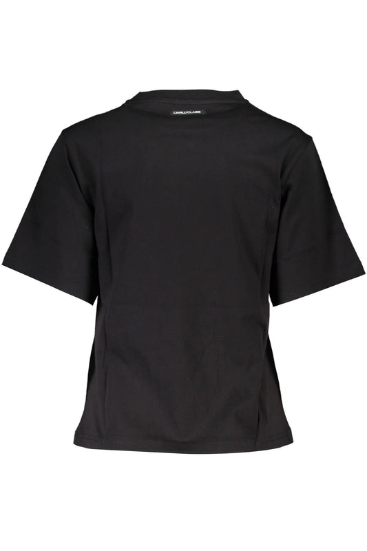 Elegant Black Cotton Tee with Signature Print