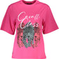 Elegant Slim Fit Pink Tee with Chic Print