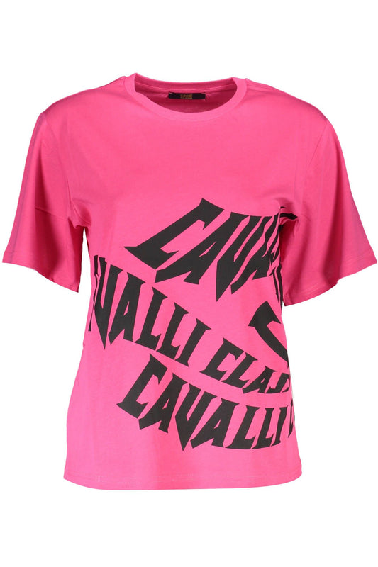 Chic Pink Cotton Tee with Signature Print
