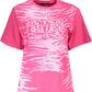 Chic Pink Cotton Tee with Logo Print