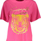 Elegant Pink Cotton Tee with Signature Print