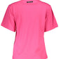 Chic Pink Cotton Tee with Logo Print