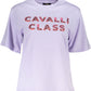 Elegant Purple Printed Tee with Chic Logo