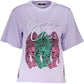 Elegant Purple Slim Fit Tee with Chic Print