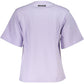 Elegant Purple Round Neckline Tee with Chic Print