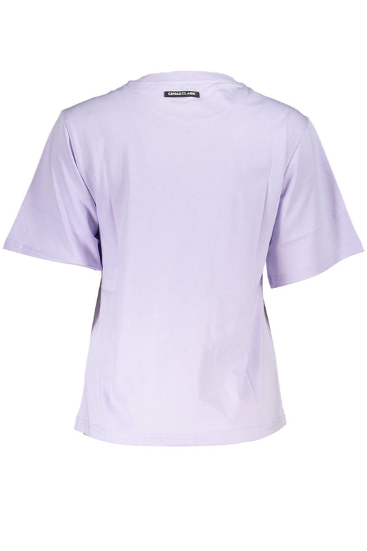 Elegant Purple Printed Tee with Chic Logo