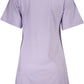 Elegant Purple Print Tee with Chic Round Neckline