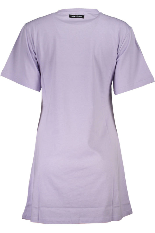 Elegant Purple Print Tee with Chic Round Neckline