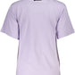 Elegant Purple Round Neck Tee with Logo Print
