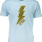 Chic Light Blue Printed Tee with Classic Elegance