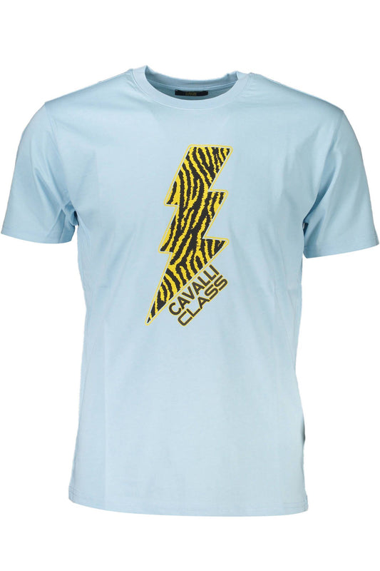Chic Light Blue Printed Tee with Classic Elegance