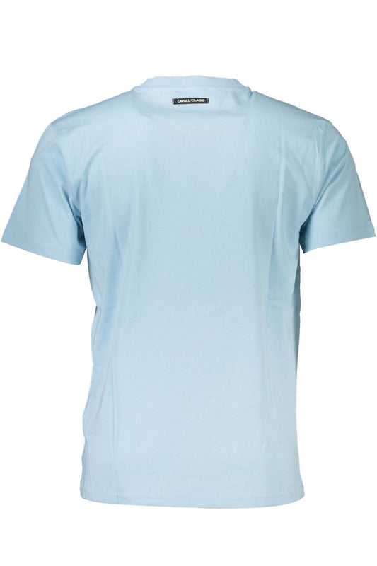 Elegant Light Blue Cotton Tee with Iconic Print