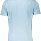 Chic Light Blue Printed Tee with Classic Elegance