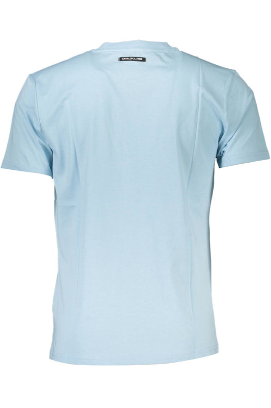 Chic Light Blue Printed Tee with Classic Elegance