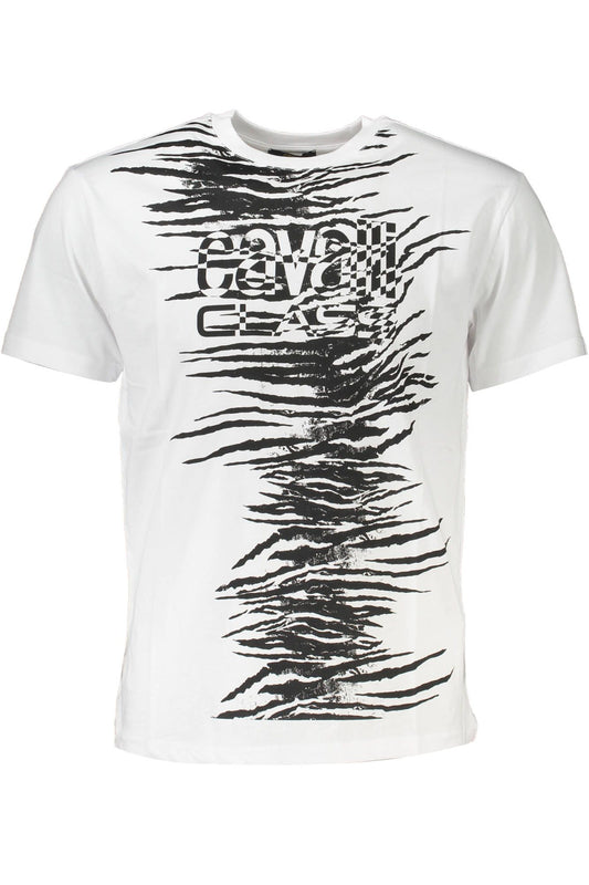 Chic White Print Logo Tee - Short Sleeves Round Neck