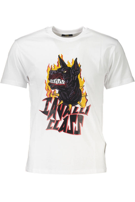 Elegant White Cotton Tee with Print Detail