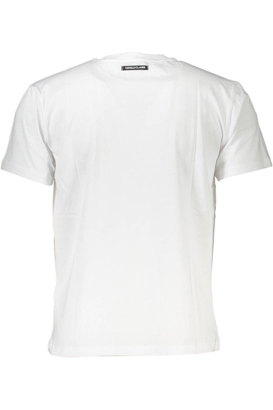 Chic White Print Logo Tee - Short Sleeves Round Neck