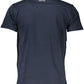 Elegant Blue Round Neck Tee with Chic Print