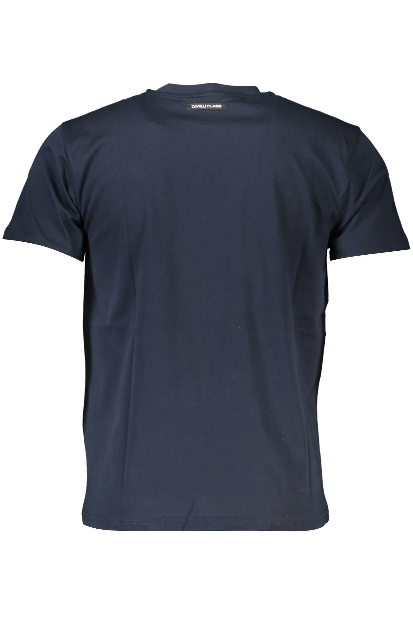Elegant Blue Round Neck Tee with Chic Print
