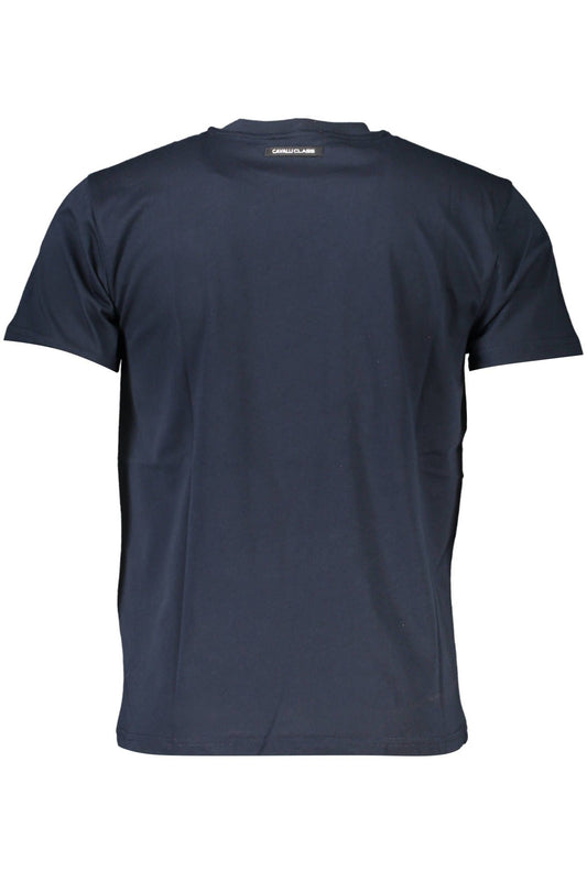 Elegant Blue Round Neck Tee with Chic Print